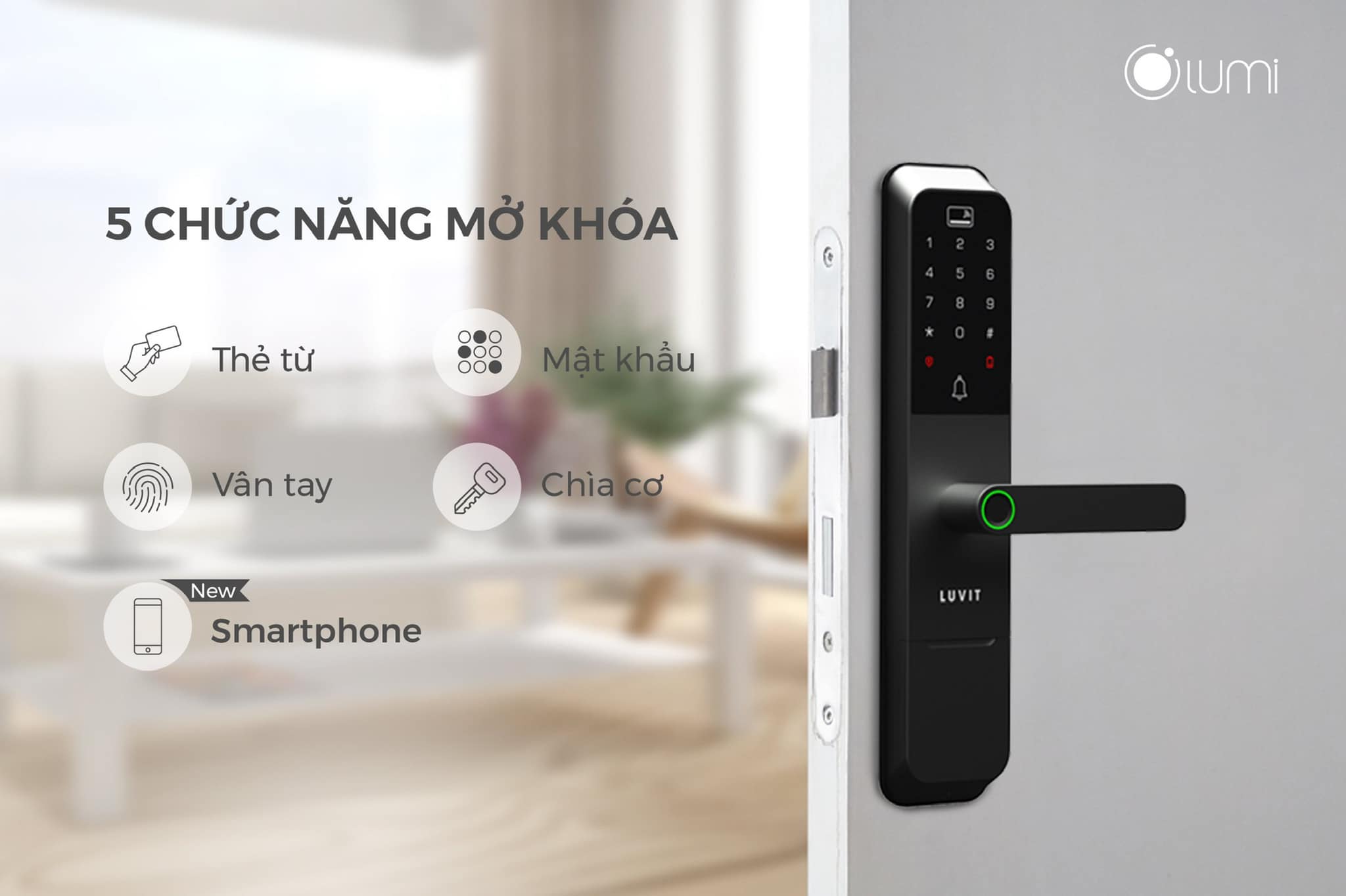 Các dòng sản phẩm khóa thông minh Luvit với 5 loại mở khóa